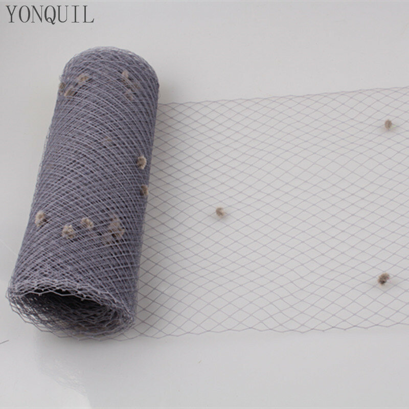 Birdcage Veil with Dot, Russian Mesh Netting, Material para casamento, cinza, 25cm de largura, LDV01, 5 jardas por lote