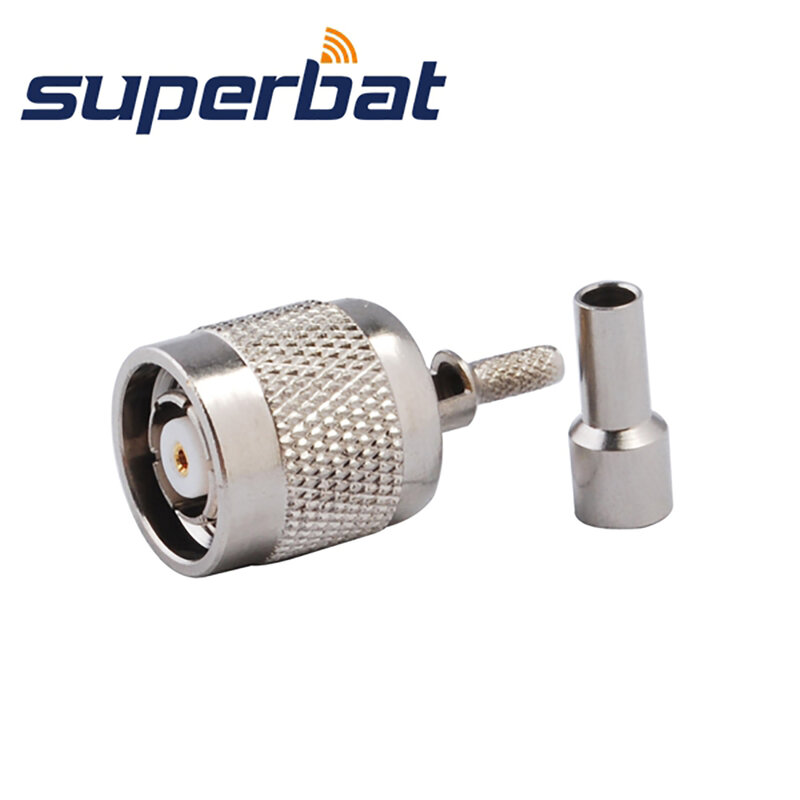 Superbat 10pcs RP-TNC Crimp Male(Female Pin) RF Coaxial Connector for Cable RG174 RG316,LMR100,1.13,1.37