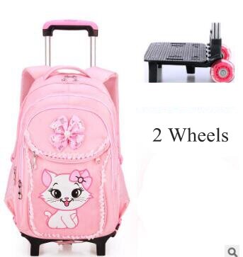 School wielen rugzak tas voor Meisjes Rolling rugzakken tas Kinderen Wielen zakken kids School rugzak Op wielen Trolley tassen