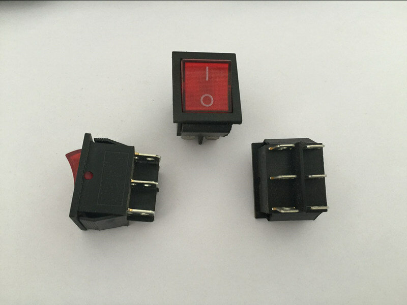 5 piezas DPDT luz indicadora roja interruptor basculante de 6 pines 20A 125V