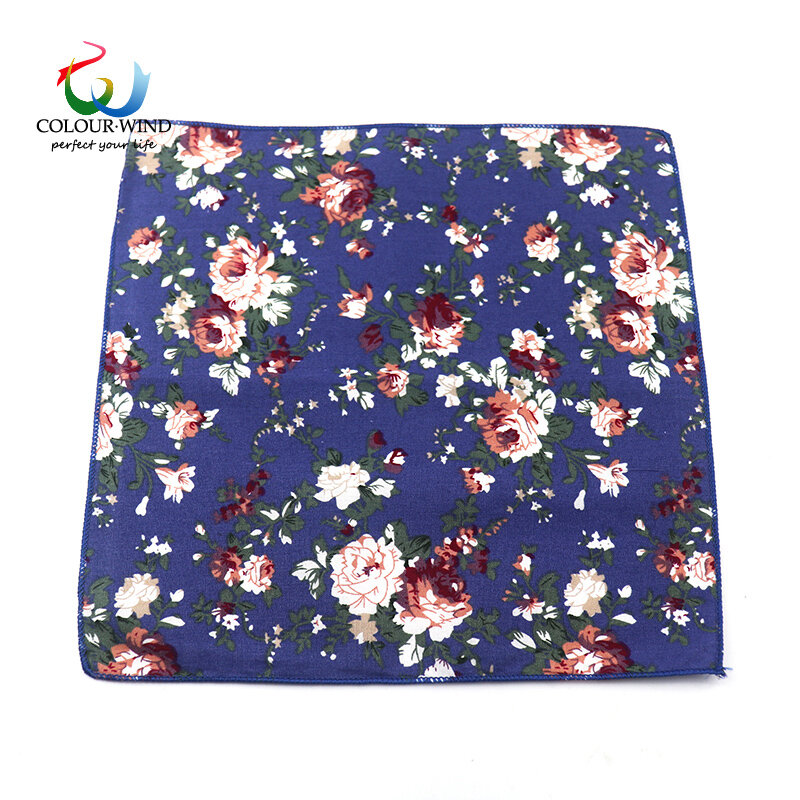 Квадратный модный мужской носовой платок из хлопка с цветочным рисунком, 22*22 см