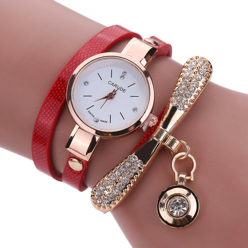 Women Watches Fashion Casual Bracelet Watch Women  Leather Rhinestone Analog Quartz Watch Clock Female