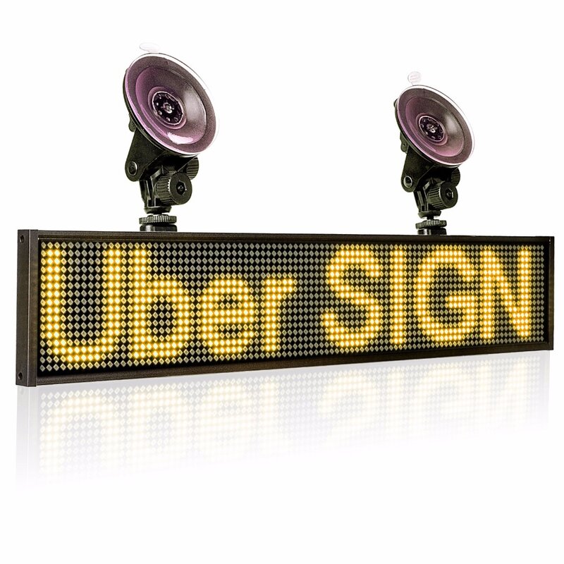Letrero LED para ventana trasera de coche, tablero de pantalla LED de 12V, P5, color amarillo, abierto, programable, con WiFi, SMD