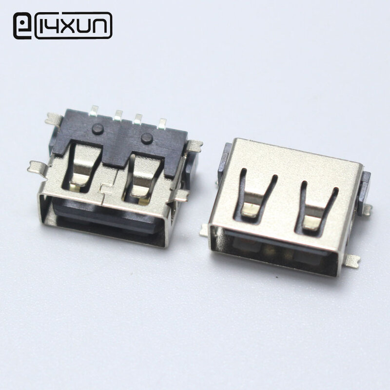 4 Uds SMD USB tipo A hembra jack 4PIN AF 10,0 conector de montaje PCB conector negro borde plano DIY reparación teléfono piezas de juguete