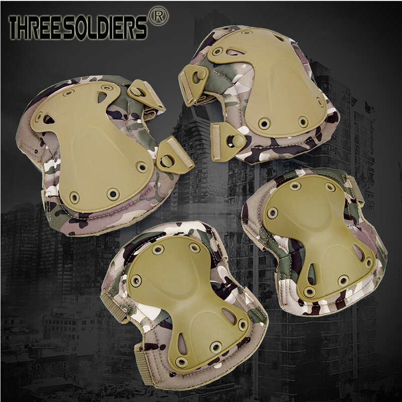 THREE SOLDIERS Adult Tactical Paintball Protection Knee Pads & Elbow Pads Set For Outdoor Sport