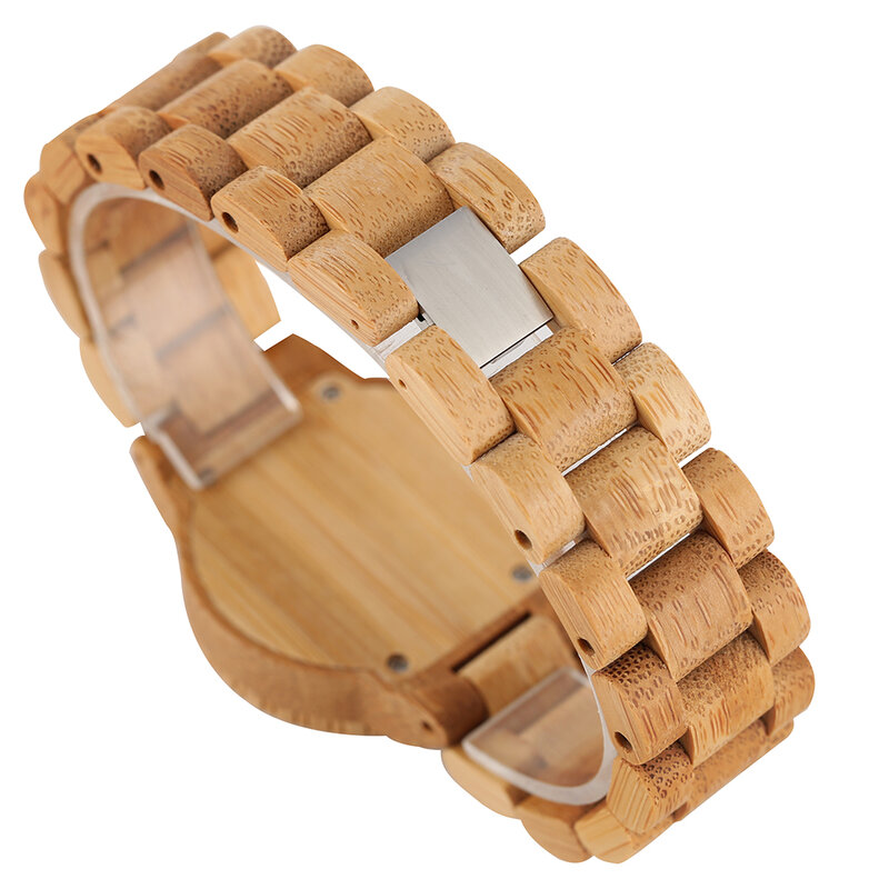 Reloj de pulsera de bambú para hombre, pulsera de cuarzo no tóxica, color marrón, informal, respetuoso con el medio ambiente