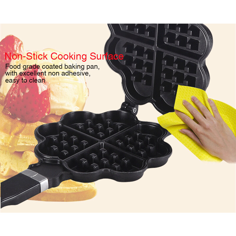 Tinton vida diy forma de coração não-vara metal waffle maker waffle molde cozinha bolo assadeira