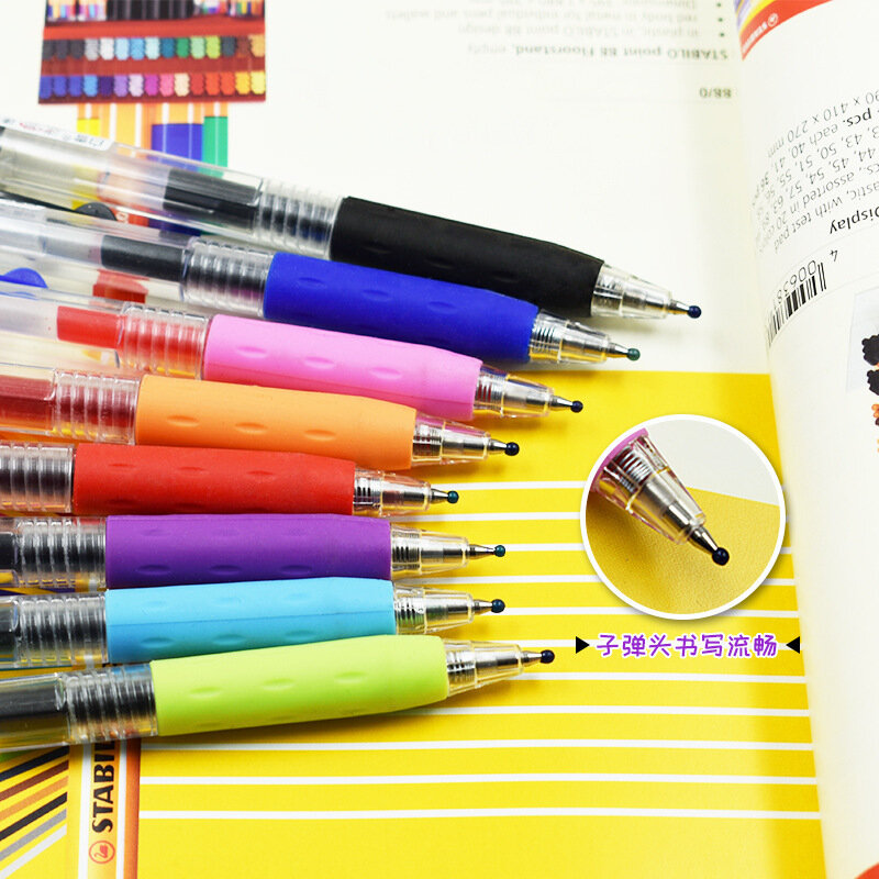학교 사무 용품에 대한 climemo 볼펜 kawaii 프레스 스타일 0.5mm 여러 가지 빛깔의 젤 펜 귀여운 편지지 쓰기 저장소
