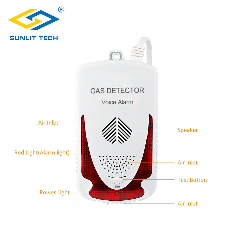High Quality Combustible Natural Gas Leak Sensor LPG Gas Detector with Voice Prompt Household 85dB Sound for Security Protection