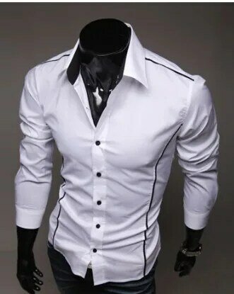 Marca de moda camisa masculina camisas de negócios trabalho feito com ferramentas mangas compridas topos masculinos verão camisas de emenda casuais 5902