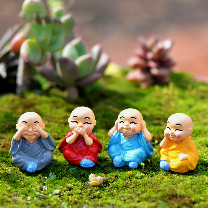 4 sztuk/zestaw Mini figurki buddy miniaturowe dla domu wystrój bonsai mikro element dekoracji krajobrazu wystrój