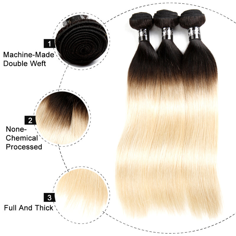 Гладкие прямые бразильские светлые волосы с эффектом омбре 613 T1B/27 T1B/30 1B/99J