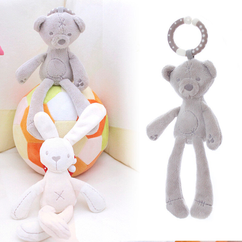 Niedliche Babybett Kinderwagen Spielzeug Kaninchen Hase Bär weiche Plüsch Säuglings puppe mobile Bett Kinderwagen Kind Tier hängen Ring Ring Farbe zufällig