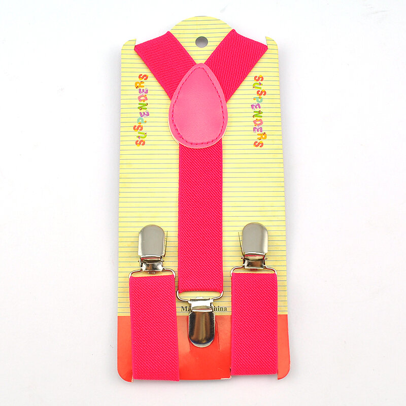 Suspensórios Para Calças Bow tie Set Moda Crianças Crianças Meninos Meninas "Solid Hot pink" Y-Shape Suspensórios Borboleta Nó Conjuntos Presente