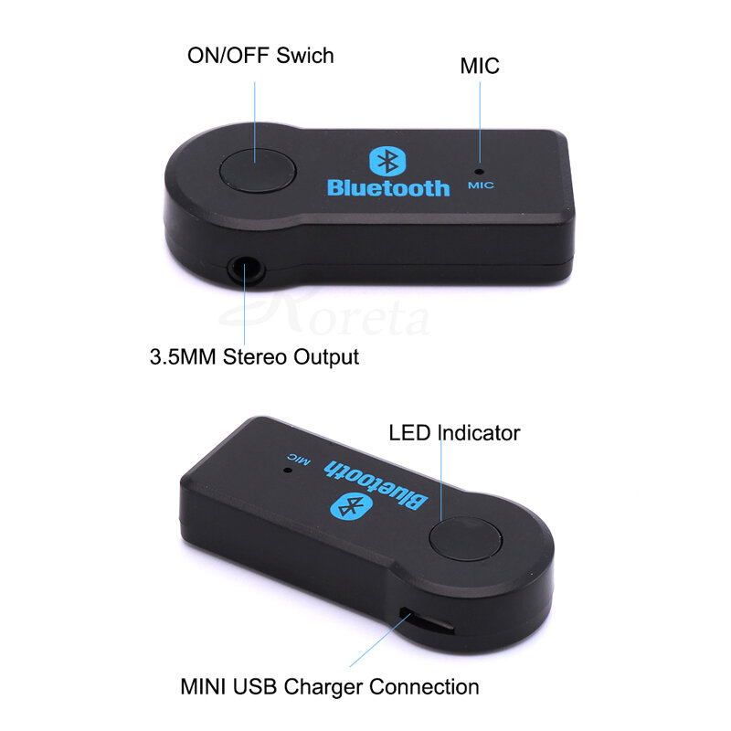 Roreta AUX 3.5mm Jack Bluetooth Receiver Car Wireless Adapter Handsfree Call Bluetooth Adapter Transmitter Auto Music Receiver