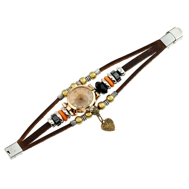 Gnova platyny Top kobiety wysokiej klasy skóra zegarek potrójne bransoletka zegarek motyl urok zegarek moda Para Femme A581
