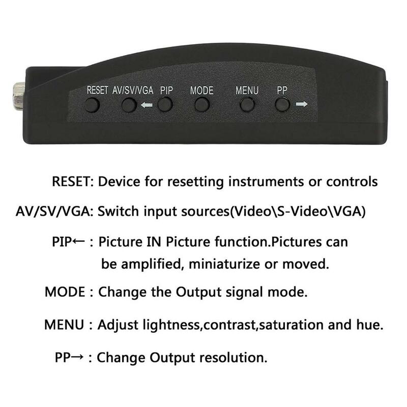 BNC to VGA 비디오 컨버터 스위치 박스, AV to VGA CVBS S 비디오 입력, PC VGA 출력 어댑터, PC MACTV 카메라 DVD DVR