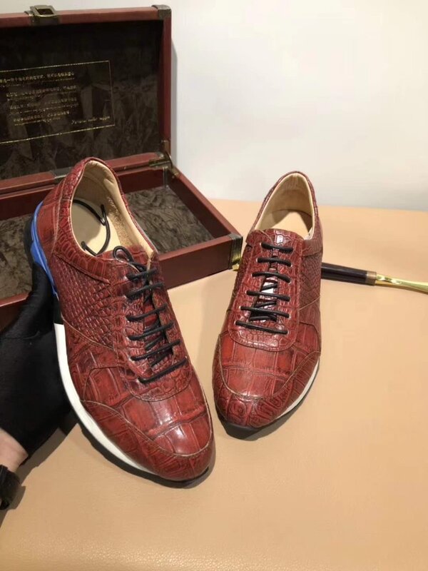 Zapatos de piel de cocodrilo 100% auténtica para hombre, calzado de piel de cocodrilo sólida y duradera de alta calidad, de moda, colores grises