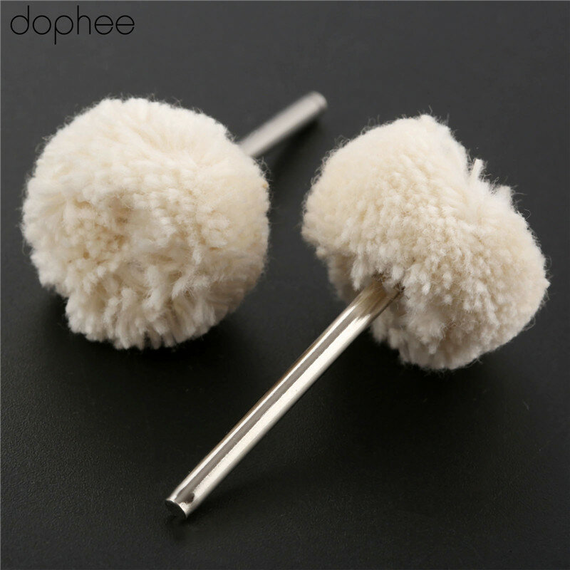 Dophee-accesorios Dremel, ruedas de pulido de lana fina de 25mm, vástago de 3mm, rectificadoras de metales de joyería para herramienta rotativa, 10 Uds.