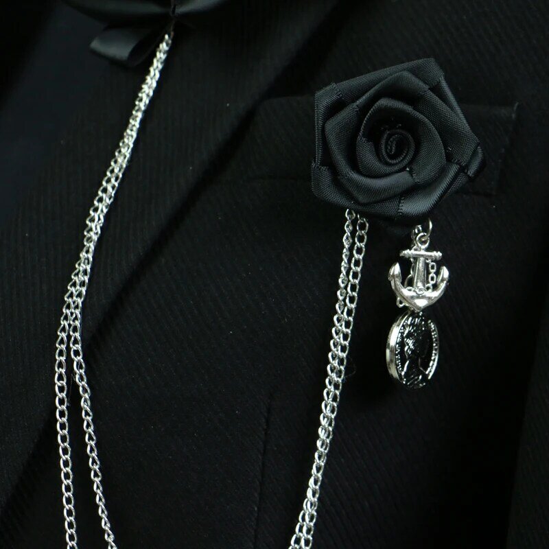 Darmowa wysyłka moda męska 2016 mężczyzna kobieta MC pektoral broszka frędzlami garnitur akcesoria koreańska, czarna róża stanik na sprzedaż