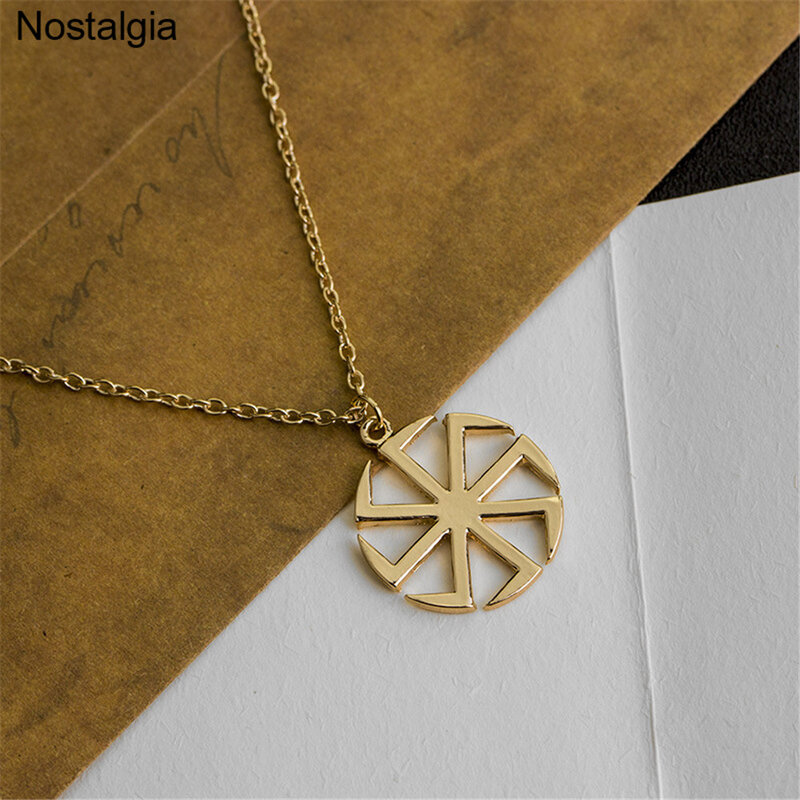 Nostalgia Slavic Kolovrat Pendant Wheel Amulet Pagan Wicca Jewelry Necklace Russian Talisman