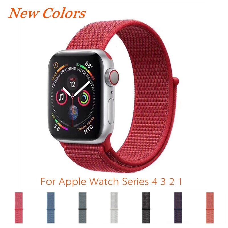 Спортивная петля ремешок для Apple Watch Band 4 3 44 мм 42 мм iWatch Band 2 1 40 мм 38 мм аксессуары новый красочный мягкий браслет нейлоновый манжет