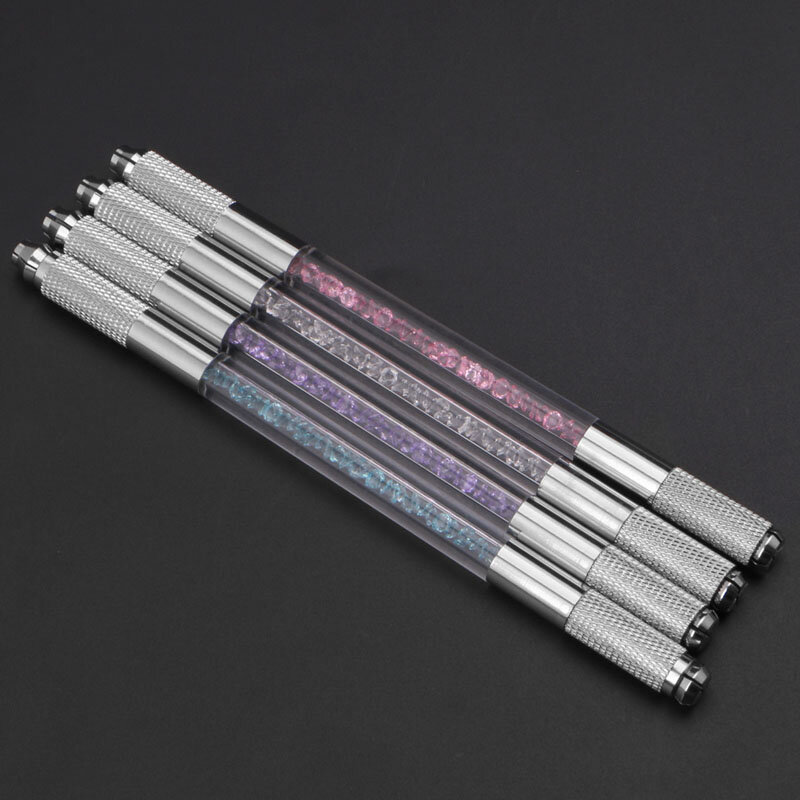 دليل مزدوج كريستال أكريليك قلم الوشم Microblading أدوات تجميل دائم الحاجب 2 استخدام للإبر المسطحة أو المستديرة
