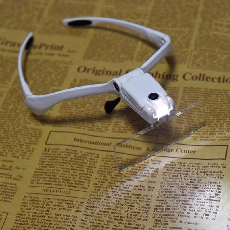 ชุดหูฟังแว่นขยาย1.0X 1.5X 2.0X 2.5X 3.5X ปรับ5กลุ่มเลนส์แว่นขยาย USB ชาร์จไฟ LED เครื่องประดับเครื่องมือ