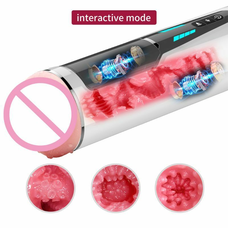 Male Masturbator Thrusting Intelligent Voice Fully Automatic Stroker Electric Masturbation Cup Realistic Vagina Pocket Pussy Vib