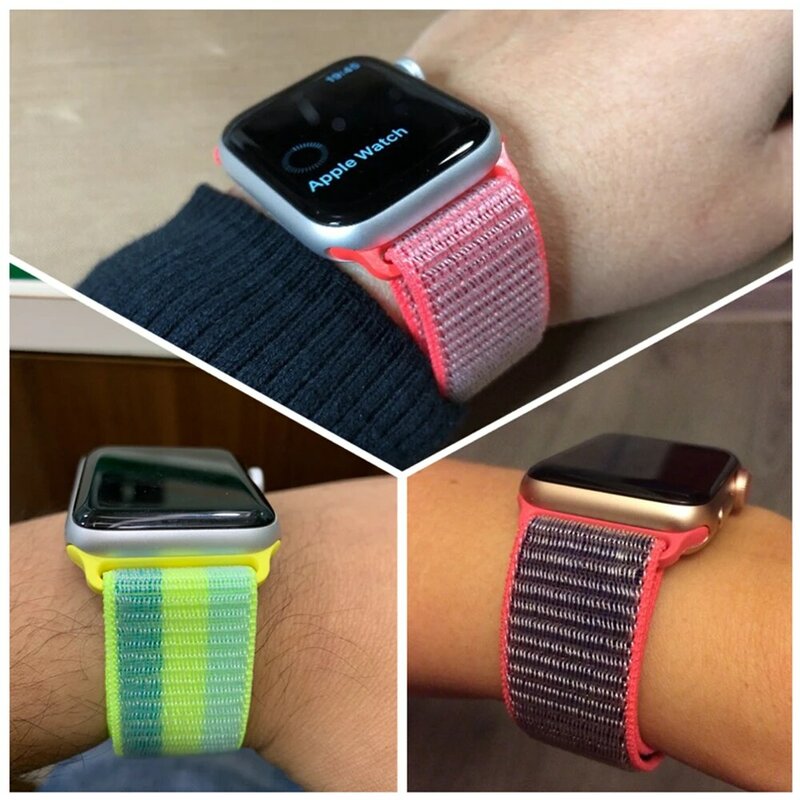 THORMAX Colors Nylon Sport Loop Band for Apple Watch 4 Series 4/3/2 Lightweight Soft Breathable Woven Strap 38mm/42mm 40mm 44mm