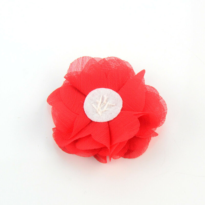 Mini flor de chiffon com strass e centro de pérola de 2"