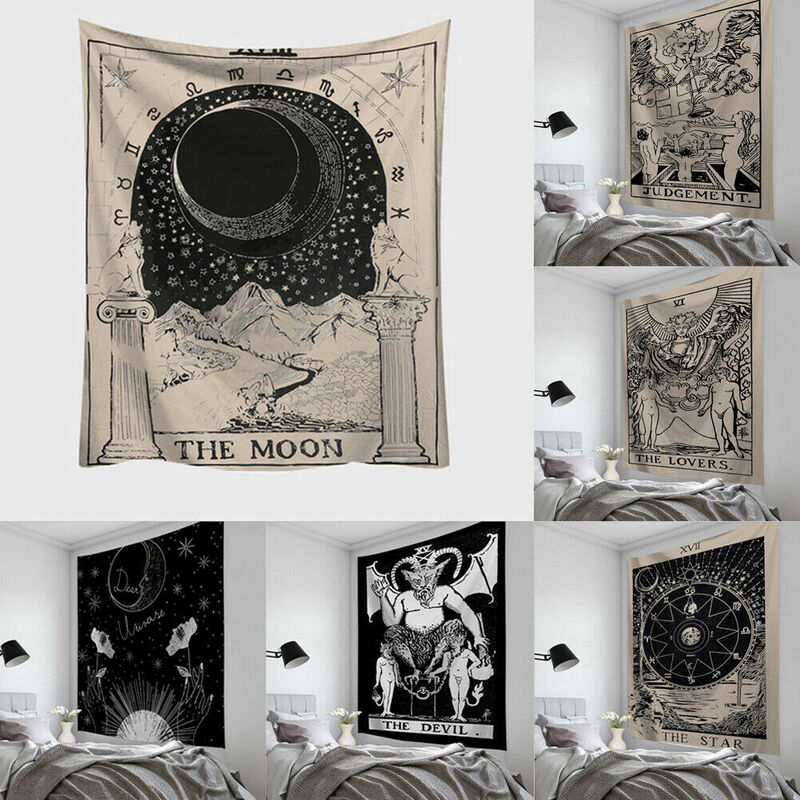 Tapisserie de carte de Tarot | Tapisserie murale astrologie, Divination couvre-lit tapis de plage