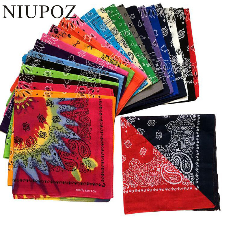 Bandana vermelha preta do paisley 100% impressa para mulheres/homens/meninos/meninas lenço quadrado do bandana 55cm * 55cm do algodão novo do hip hop da forma