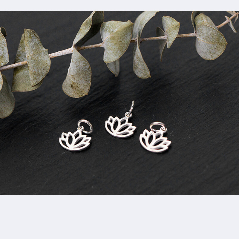 UQBing 10*11 мм полые 925 пробы серебро буддийские элементы цветок лотоса брелок бусины для Для женщин DIY ожерелья подвески