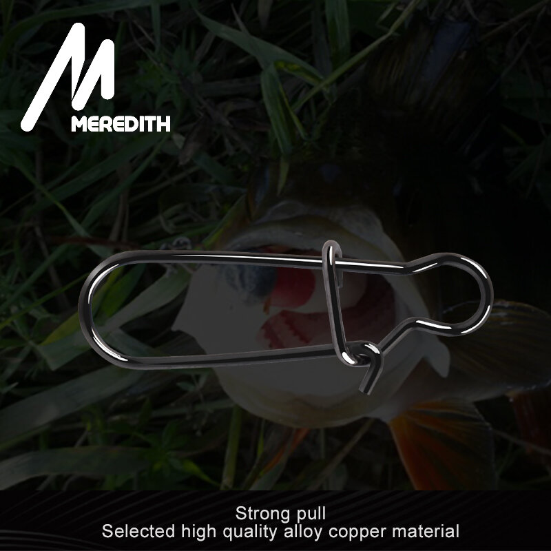 Meredith 50pcs conector de pesca de aço inoxidável bloqueio rápido clipe snap swivel anéis sólidos snaps de segurança gancho de pesca ferramenta snap