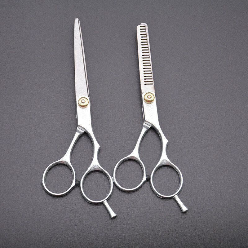 6นิ้ว Professional ตัดผมบางกรรไกรสแตนเลส Salon Hairdressing กรรไกรปกติแบนฟันกรรไกร2021