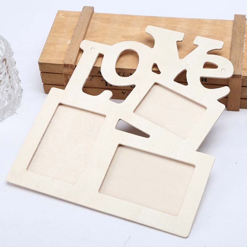 Caliente 2019 Romantico regalo de madera amor foto marco SUZ decoración del hogar DIY diseño arte pared tri-ply en blanco pintura blanco