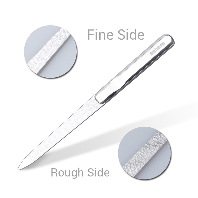 Brainbow 1 шт. прочный пилочка для ногтей из нержавеющей стали Профессиональный двухсторонний шлифовальный буфер для ногтей инструменты для маникюра ногтей