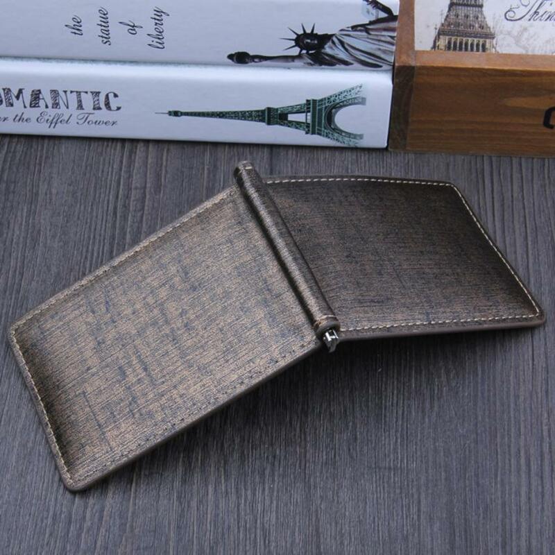 Men Bifold Business Leather Wallet  Luxury Brand Famous ID Credit Card Visiting Cards Wallet  Multi-functional Magic Money Clips