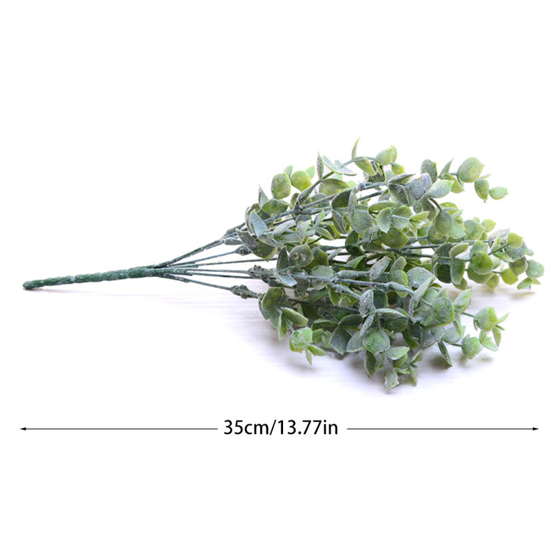 人工ユーカリ多肉植物,7つの枝/花束,偽の冬の葉,結婚式の家の装飾のための手作りの花,白緑