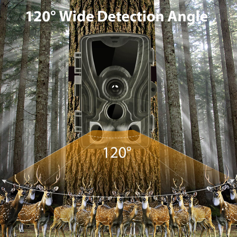Câmera de trilha com visão noturna hc801a para caça, 16mp, 1080p, ip65, armadilha fotográfica, gatilho de 0.3s, vigilância da vida selvagem