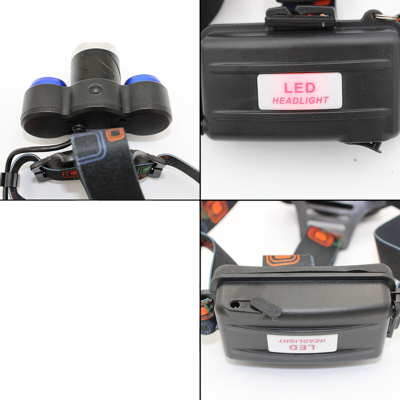 Head Lamp Zoom Headlamp LED Headlight T6 + Q5 LED Head Light 4 Modes Lamp + 18650 rechargeable Battery + AC/USB Charger