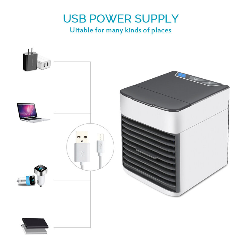 USB Mini Refrigerador De Ar Portátil Ventilador Do Condicionador de Ar Ultra 7 Ártico Cores Luz Espaço Pessoal Ventilador Refrigerador de Ar Condicionado Em Casa