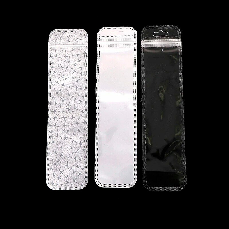 50Pcs Clear Zip Pen Bag With Hang Hole Plastic Reclosable Poly Pouches Gift Pen Packaging Bags Jewelry Necklace Bag