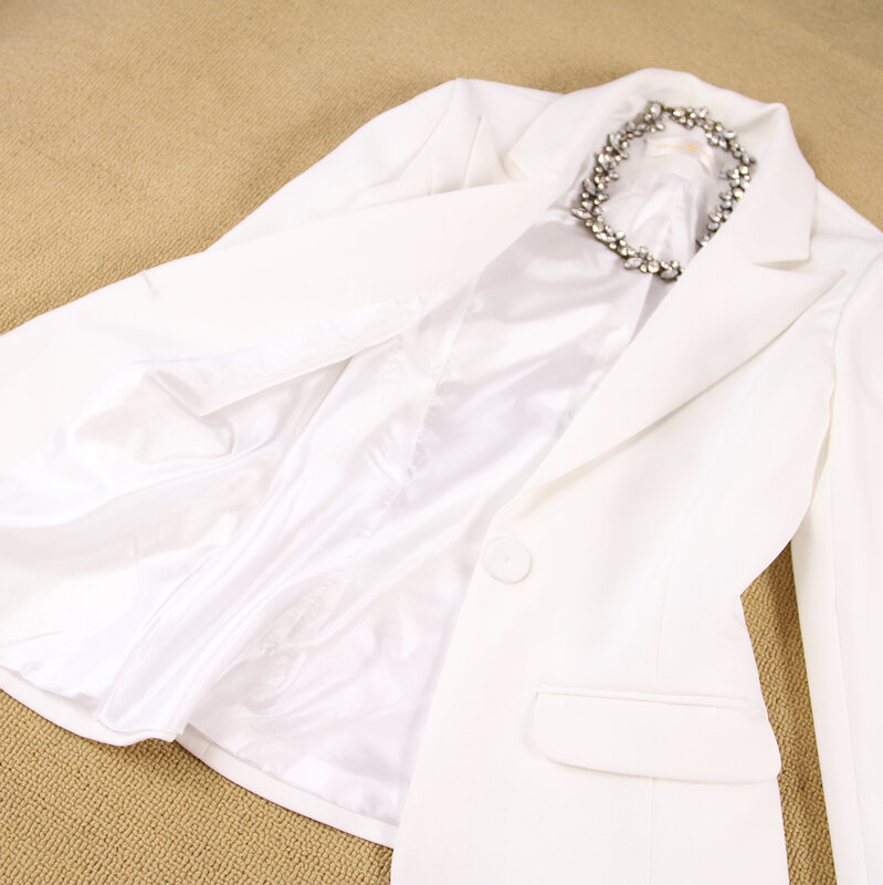 Professional WomenชุดสำนักงานธุรกิจOlสีขาวอย่างเป็นทางการชุดกางเกง 2 ชิ้นสีดำชุดBlazerชุดสุภาพสตรีชุด