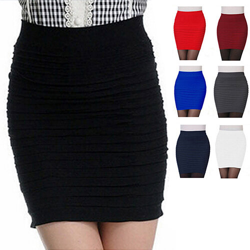 Minifalda plisada sin costuras para mujer, Falda corta de tubo, cintura alta, elástica, Color sólido