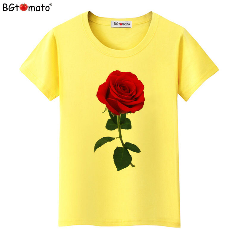 Bgtomate – t-shirt pour femme, estival et décontracté, motif magnifique Rose en 3D
