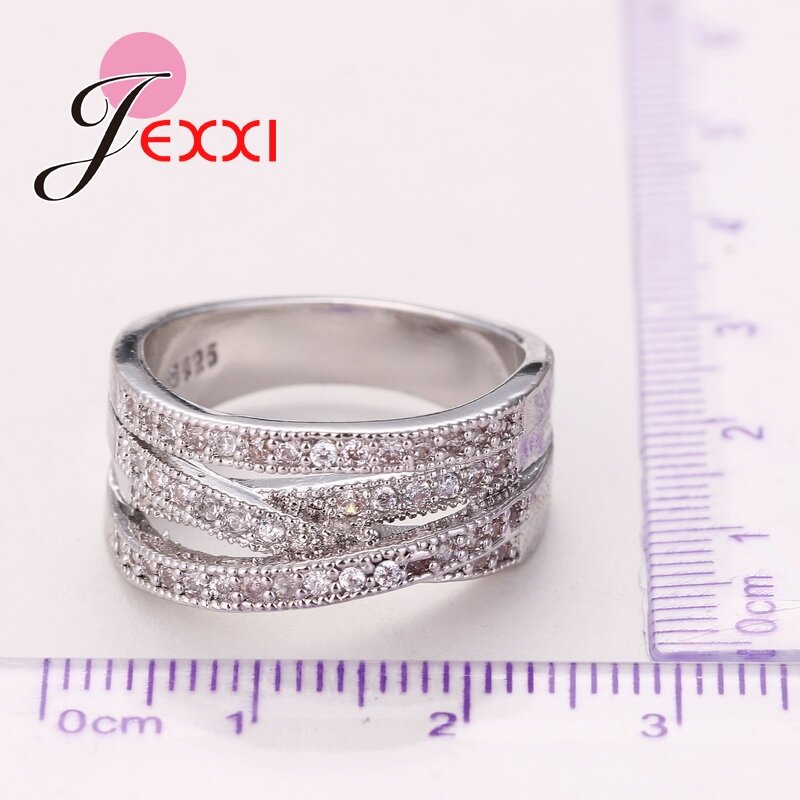 Brand Original 925 Sterling Silver Jewelry Cubic Zircon Crystal Engagement Wedding Rings Brand Fashion Women Anillo Bijoux
