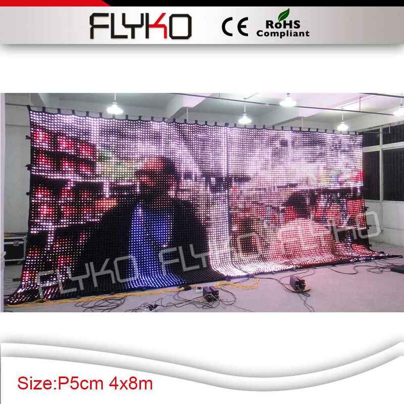 Cortina de vídeo led elegante 4x8m p5cm, tecido de led macio, exibição de palco, dj, voo capa com estojo
