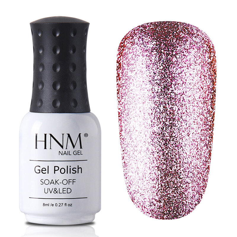 HNM 8ML Bling Neon Glitter Platinum UV Gel Nail Polish Shiny LED Lucky Long-Lasting Lacquer Varnish Manicure Art Base Top Color